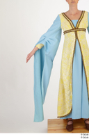  Photos Woman in Historical Dress 13 15th century Medieval clothing arm blue Yellow and Dress sleeve upper body 0001.jpg